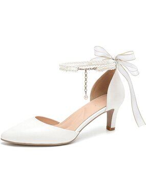 Elegant Pearl Wedding Shoes for Women - Comfort Closed Toe High Heels